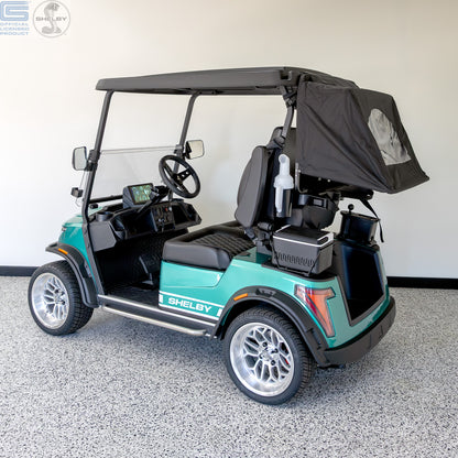 Shelby E2 Lithium Golf Cart Green with White G.T Stripe