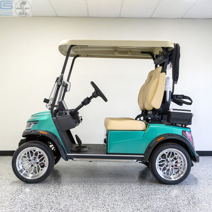 Shelby E2 Lithium Golf Cart Green with Premium Beige Seats