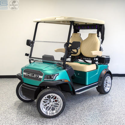 Shelby E2 Lithium Golf Cart Green with Premium Beige Seats