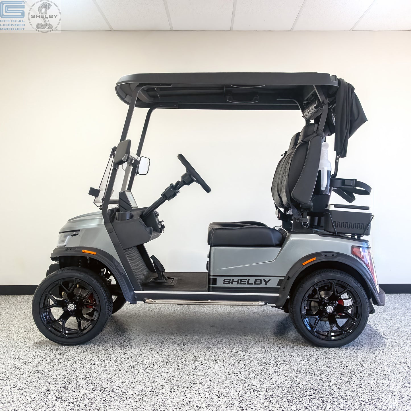 Shelby Electric Golf Cart - Silver with Black G.T. Stripes