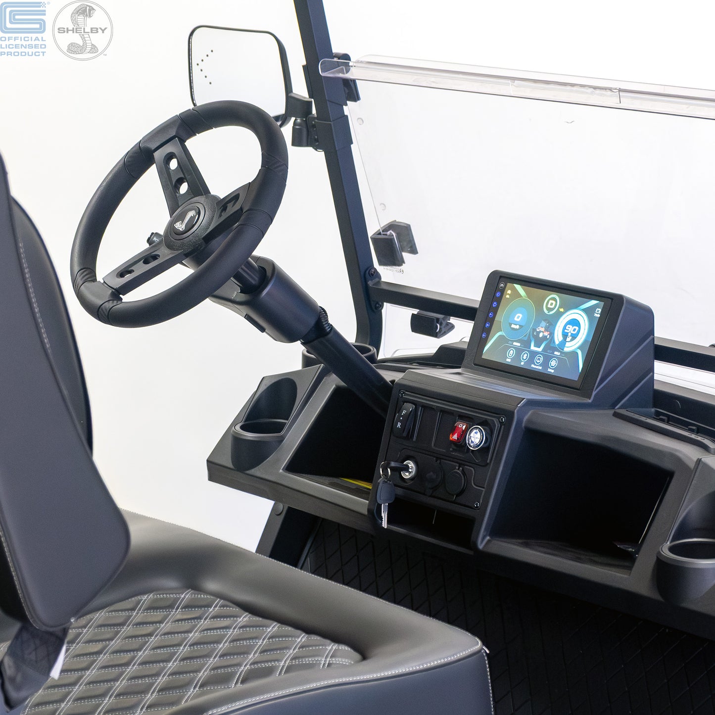 Shelby E2 Lithium Golf Cart Silver with Black G.T Stripe