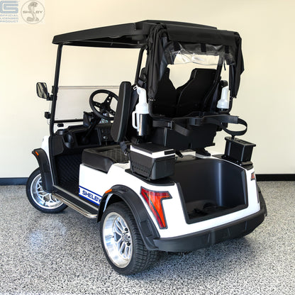Shelby E2 Lithium Golf Cart White with Blue G.T Stripe