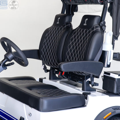 Shelby E2 Lithium Golf Cart White with Blue G.T Stripe