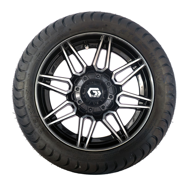 Golf Cart 12" Stealth Chrome / Black Tyre & Rim Package (Set 4)