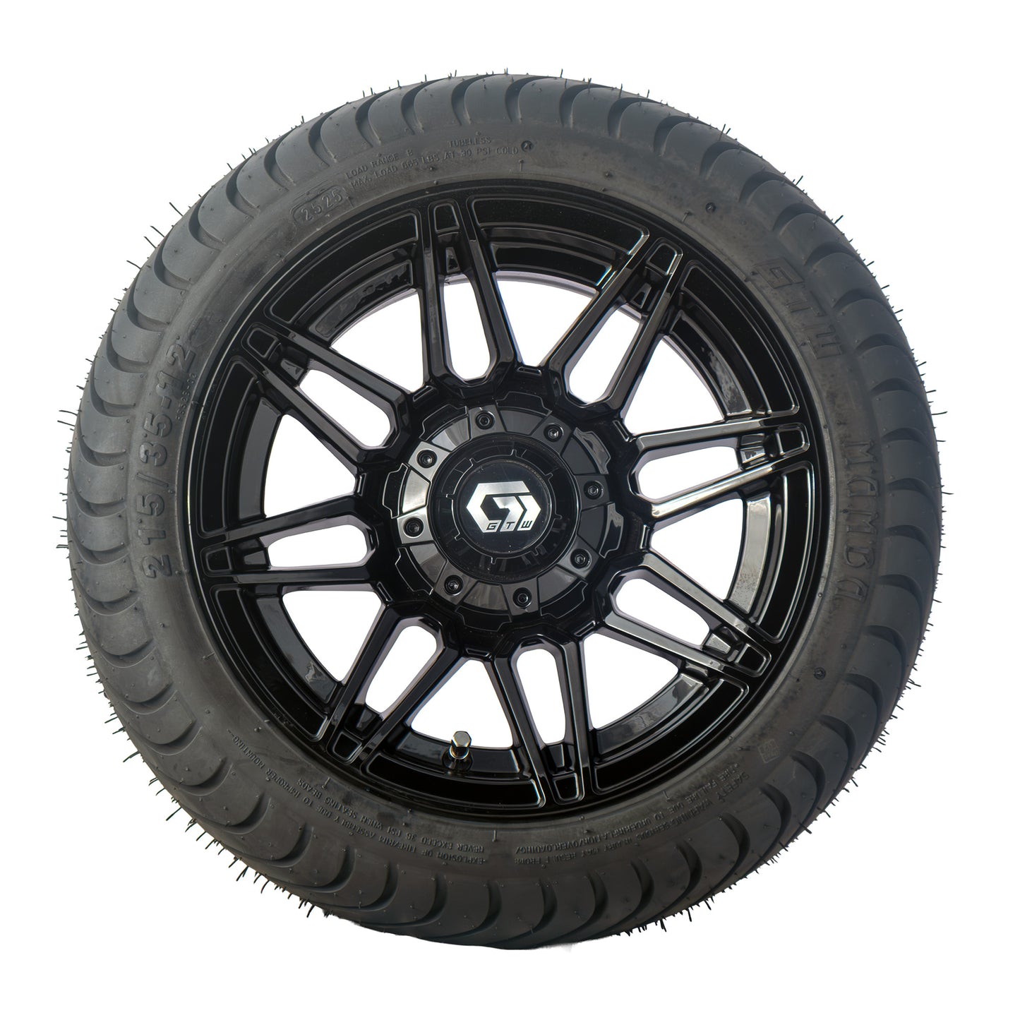 Golf Cart 12" Stealth Gloss Black Tyre & Rim Package (Set 4)