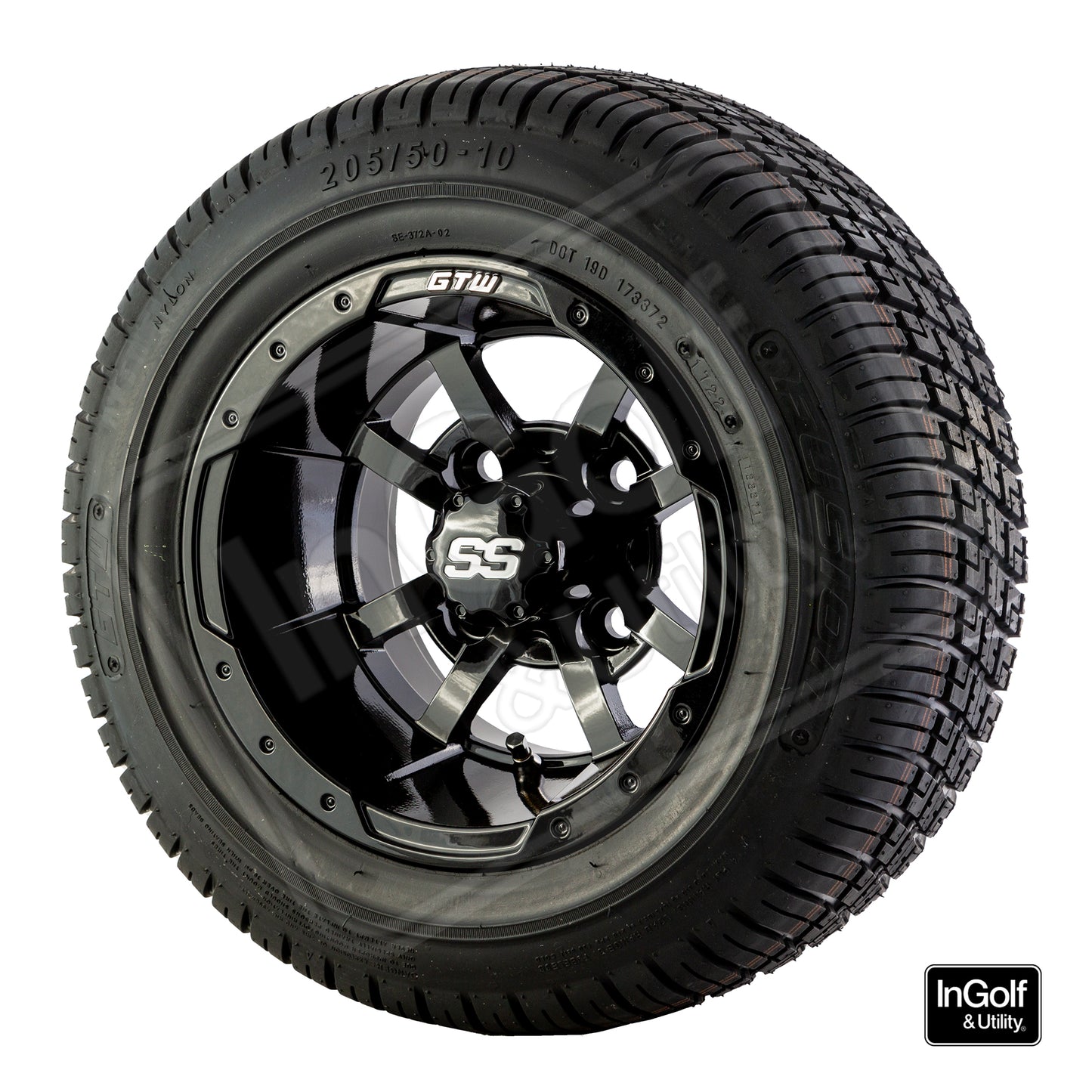 Golf Cart 10" Stormtrooper Black Tyre and Rim Package