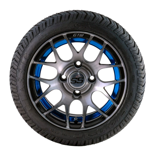 Golf Cart  Pursuit 12"Machined/Blue Tyre and Rim Package (set of 4)