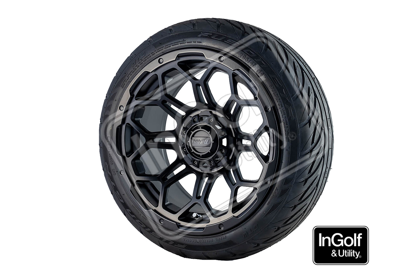 Golf Cart GTW Bravo 14" Matte Black  Tyre and Rim Package (set 4)