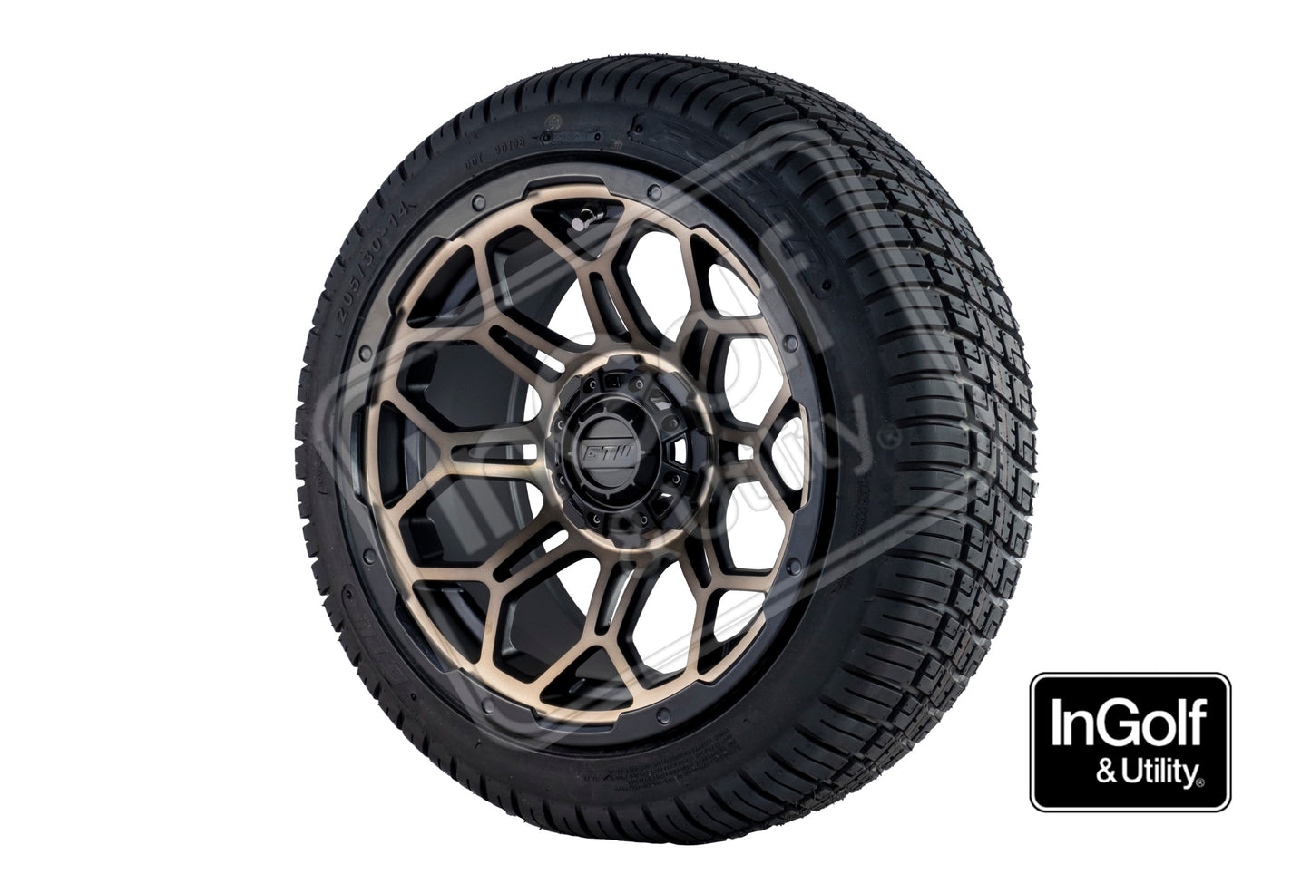 Golf Cart GTW Bravo 14" Matte Bronze Tyre and Rim Package (set 4)