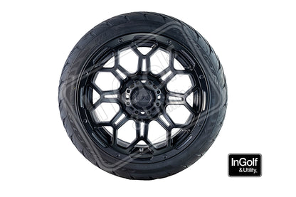Golf Cart GTW Bravo 14" Matte Black  Tyre and Rim Package (set 4)