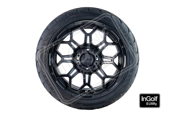 Golf Cart GTW Bravo 14" Matte Black  Tyre and Rim Package (set 4)