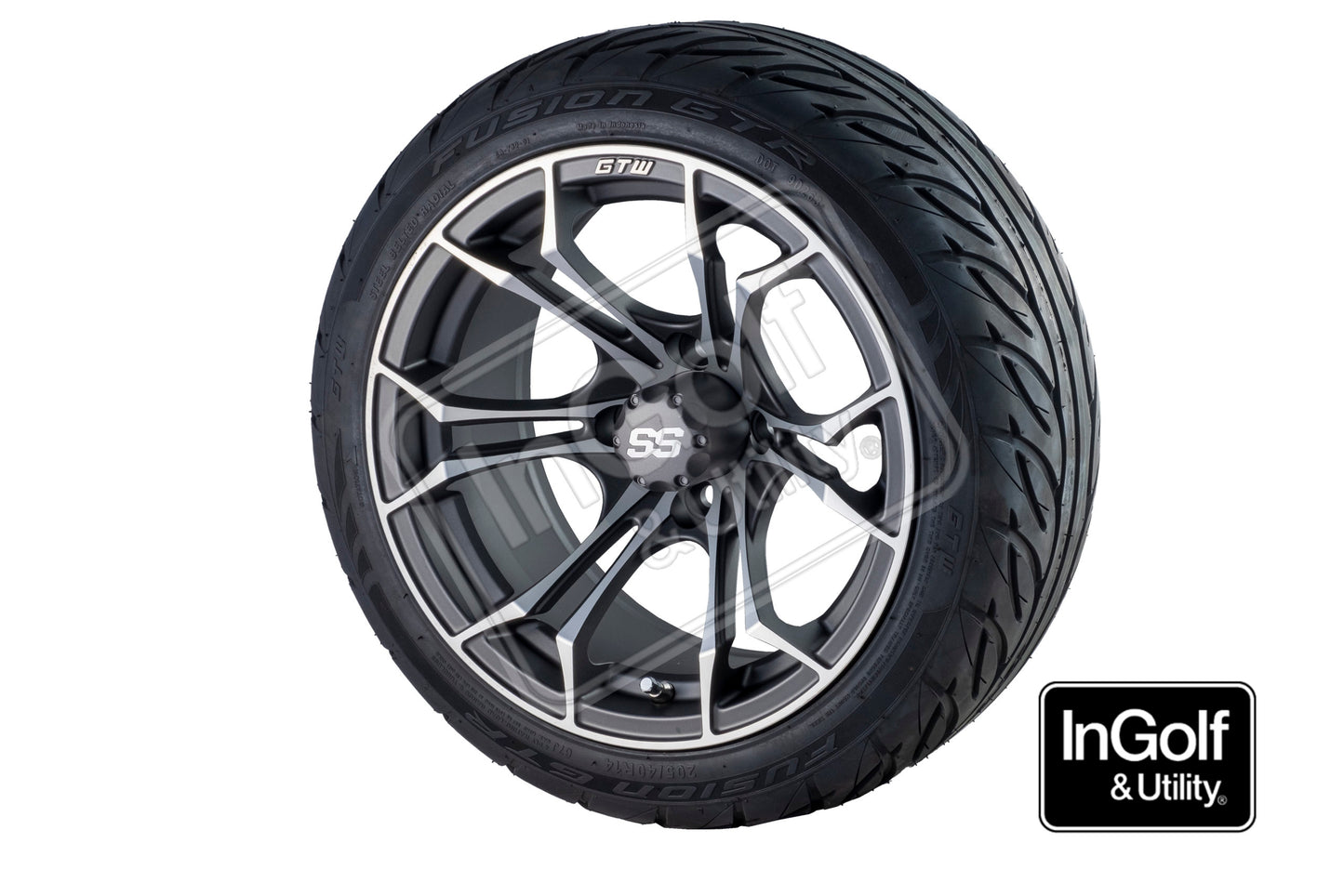 Golf Cart GTW Spyder 14" Matte Grey Tyre and Rim Package (set 4)