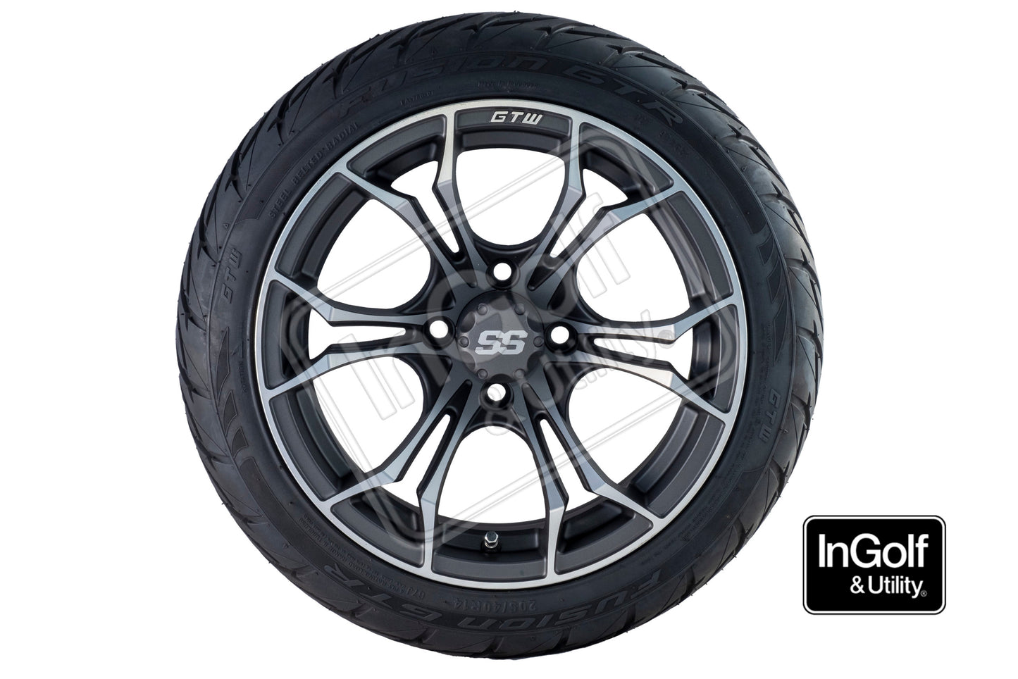Golf Cart GTW Spyder 14" Matte Grey Tyre and Rim Package (set 4)