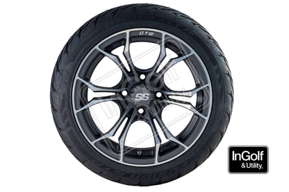 Golf Cart GTW Spyder 14" Matte Grey Tyre and Rim Package (set 4)