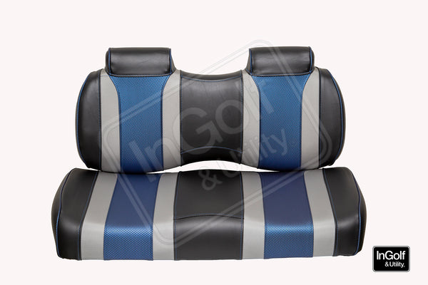 Golf Cart Front Seat Tsunami Black Liquid Silver/Blue