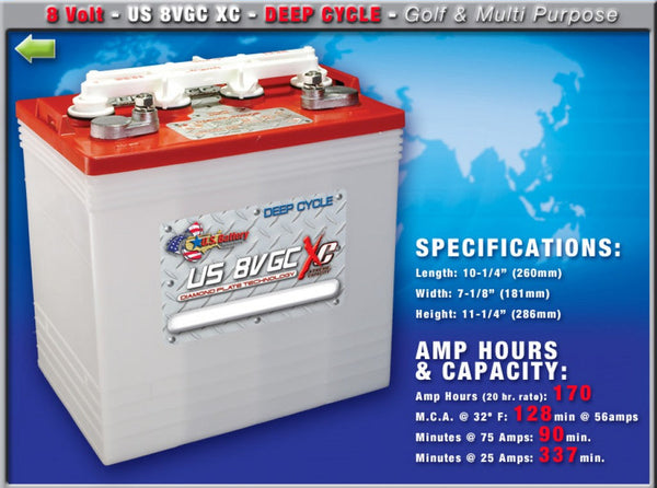 6 x US Battery 8v 8volt 48v Golf Cart Batteries for Yamaha, Club Car EZGO US8VGC