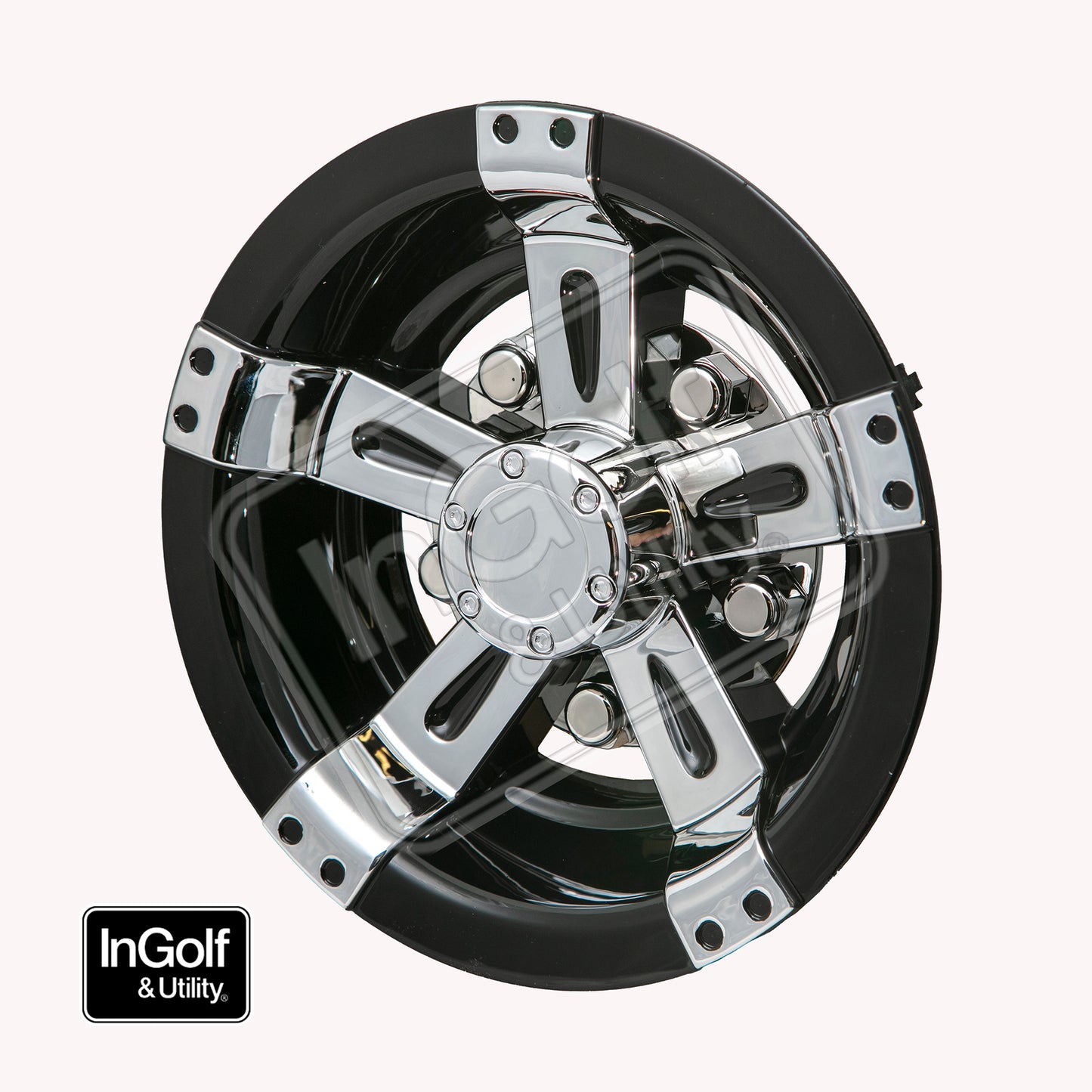 Golf Car 8" Black & Chrome Wheel Cover (Set of 4)