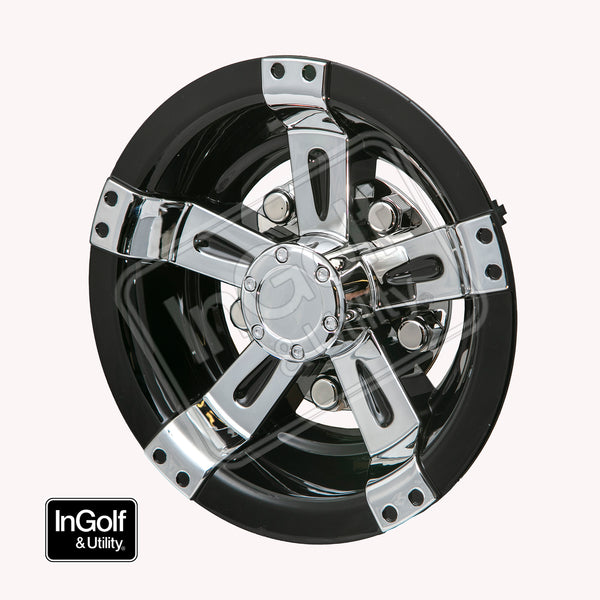 Golf Car 8" Black & Chrome Wheel Cover (Set of 4)