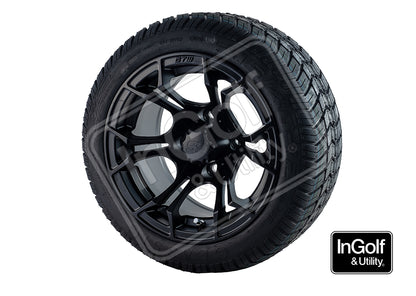 Golf Cart Spyder 12" Matte Black Tyre and Rim Package (set 4)