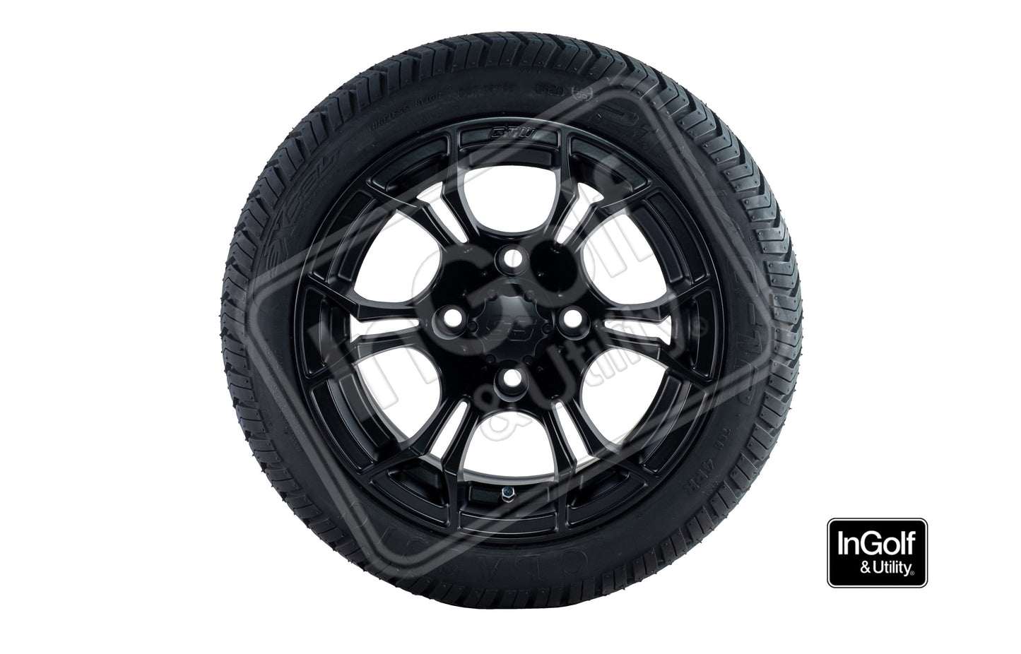 Golf Cart Spyder 12" Matte Black Tyre and Rim Package (set 4)