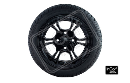 Golf Cart Spyder 12" Matte Black Tyre and Rim Package (set 4)