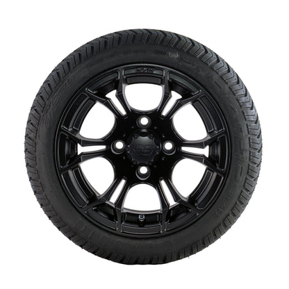 Golf Cart Spyder 12" Matte Black Tyre and Rim Package (set 4)