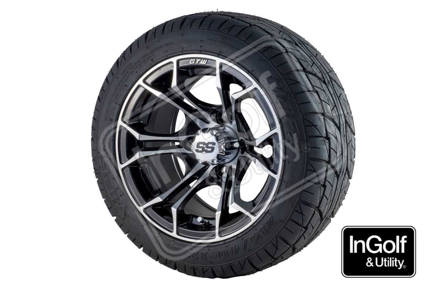 Golf Cart Spyder 12" Mach/Grey Matte Tyre and Rim Package (set 4)