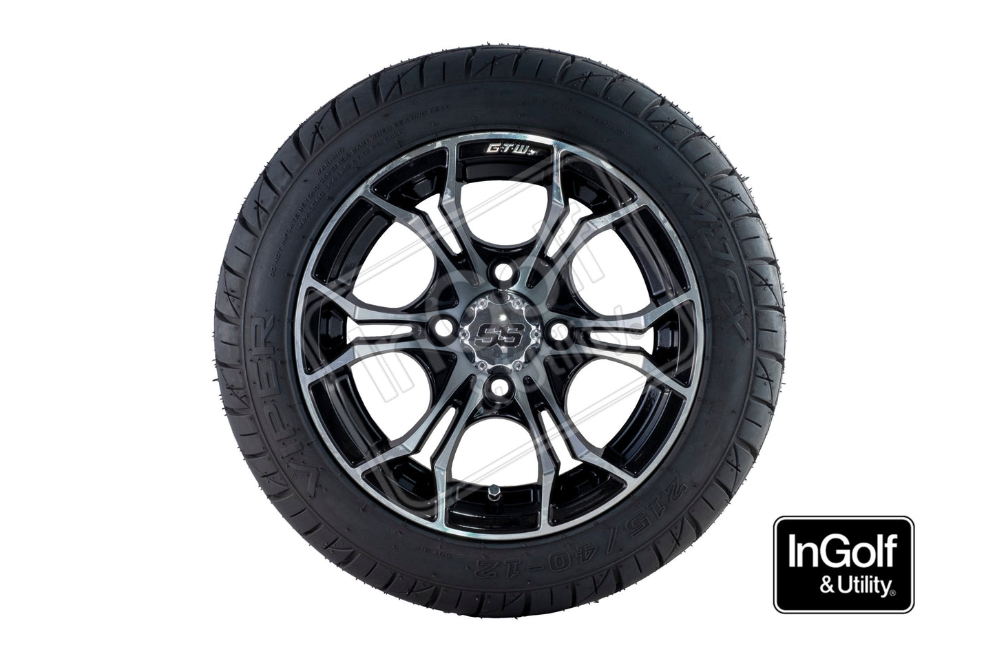 Golf Cart Spyder 12" Mach/Grey Matte Tyre and Rim Package (set 4)