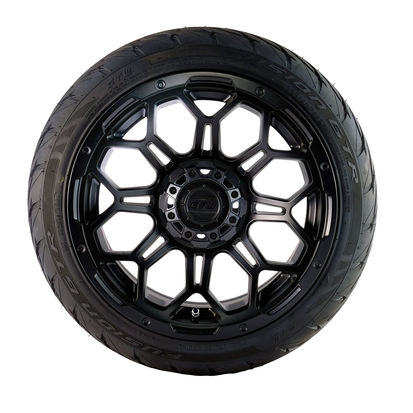 Golf Cart GTW Bravo 14" Matte Black  Tyre and Rim Package (set 4)