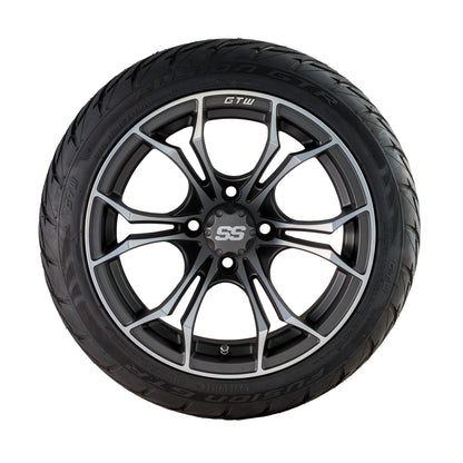 Golf Cart GTW Spyder 14" Matte Grey Tyre and Rim Package (set 4)