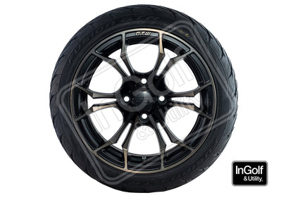 Golf Cart Spyder 14" Matte Black/Bronze Tyre and Rim Package (set 4)